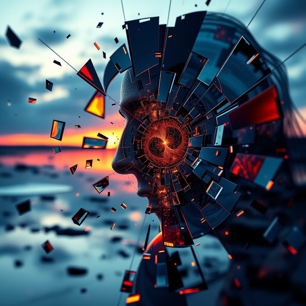 Electric Dawn Shattering Reflections in Abstract Vector Styl...