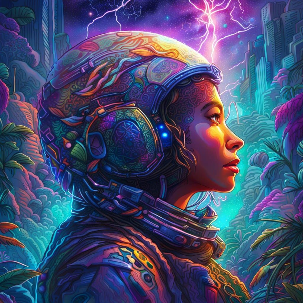 Cosmic Cyberpunk Jungle Dreamscape by Amaringo