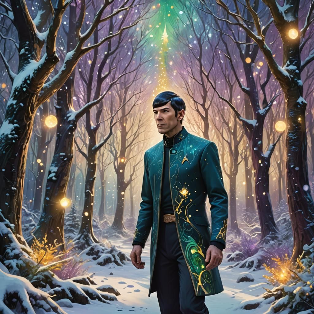 Spock Celebrates Mystical Weinachten in Dreamy Snowy Forest