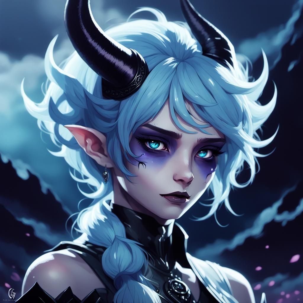 Dark Fantasy Anime Portrait in Muted Colors