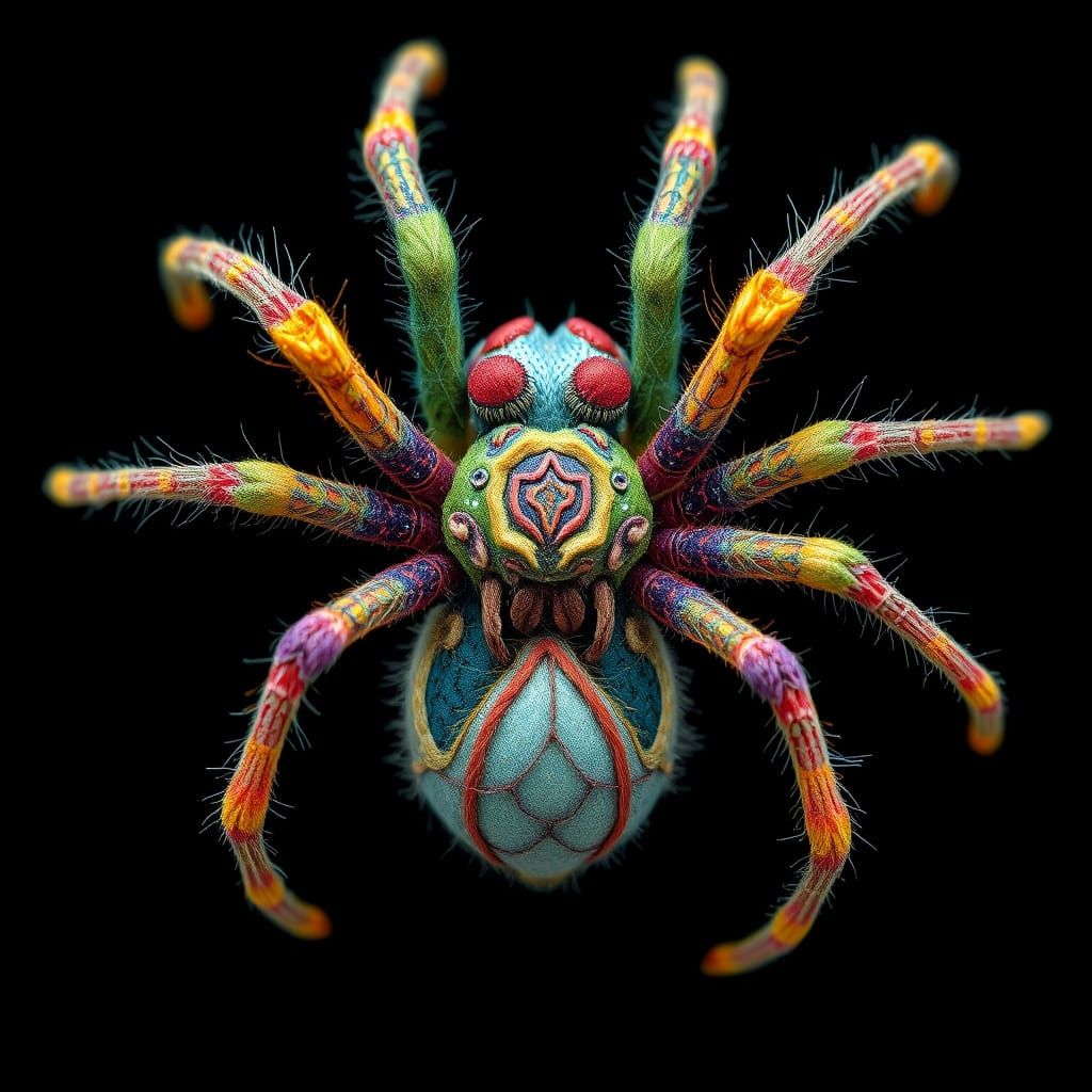 Colorful Felted Spider in Surreal Macro Photogravure