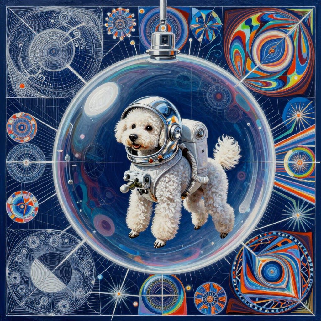 Poodle Spacewalk in Prismatic Acrylic Style