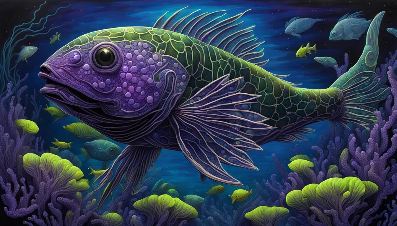 Bioluminescent Underwater Mosaic Concept Art
