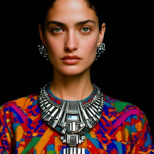 Hyperrealistic Portrait of Woman in Futuristic Jewelry