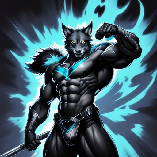 Anime Wolves with Exaggerated Anatomy in Cel-Shaded Style