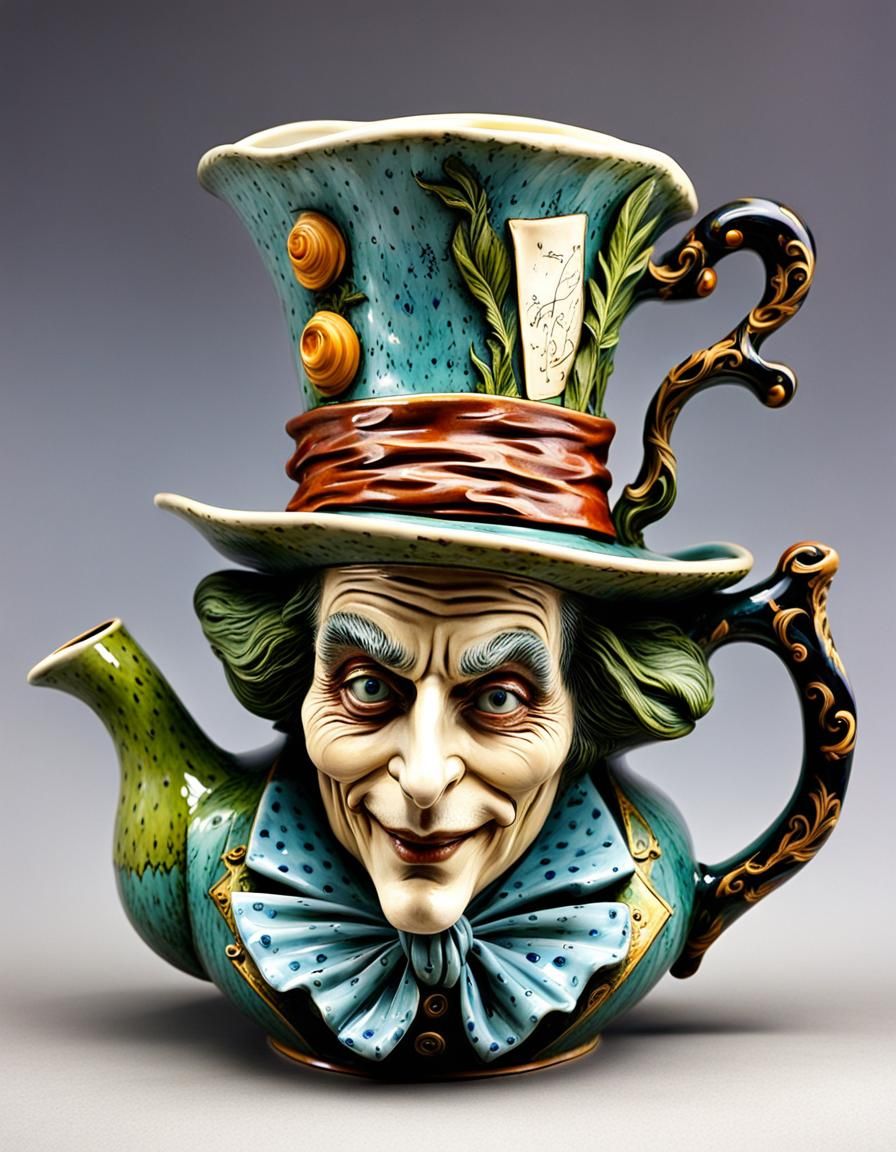 A china pottery tea pot in the shape of the mad hatter from ...