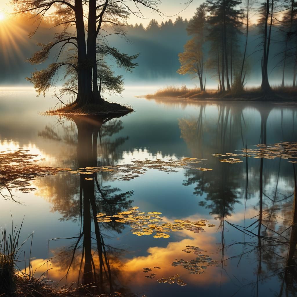 Magical High-Resolution Lake Sunrise Photograph