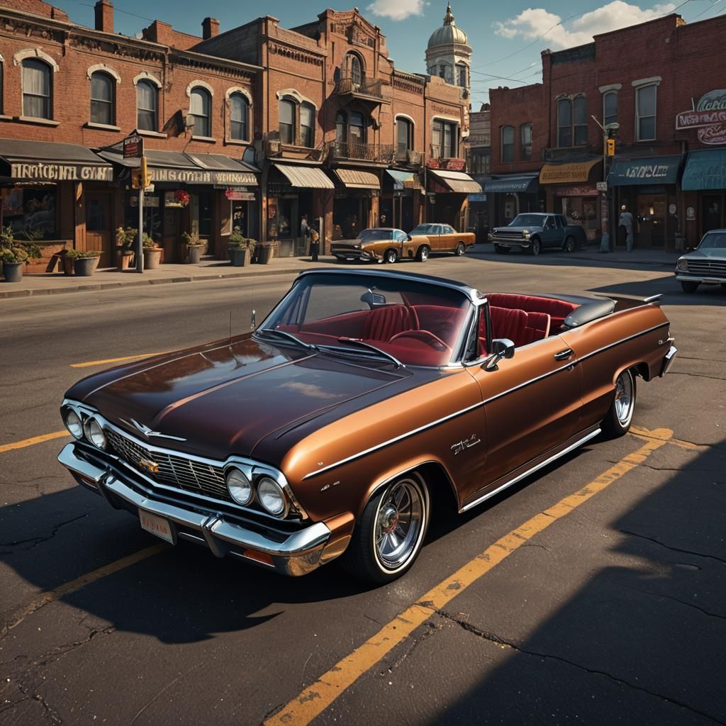 Chevy Impala Lowrider: Hyperrealistic Matte Painting