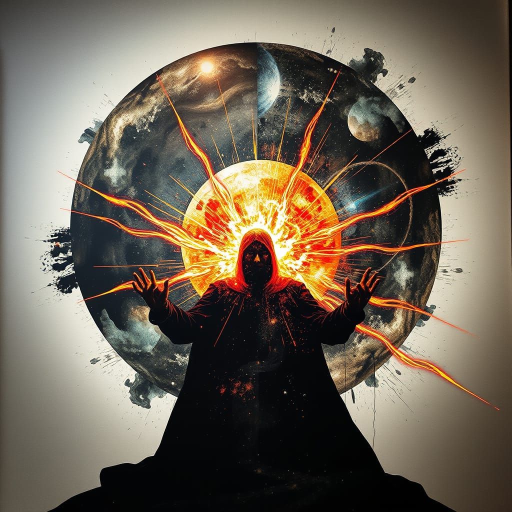 Epic Heroic Figure in Gouache Style with Watercolor Brushstr...