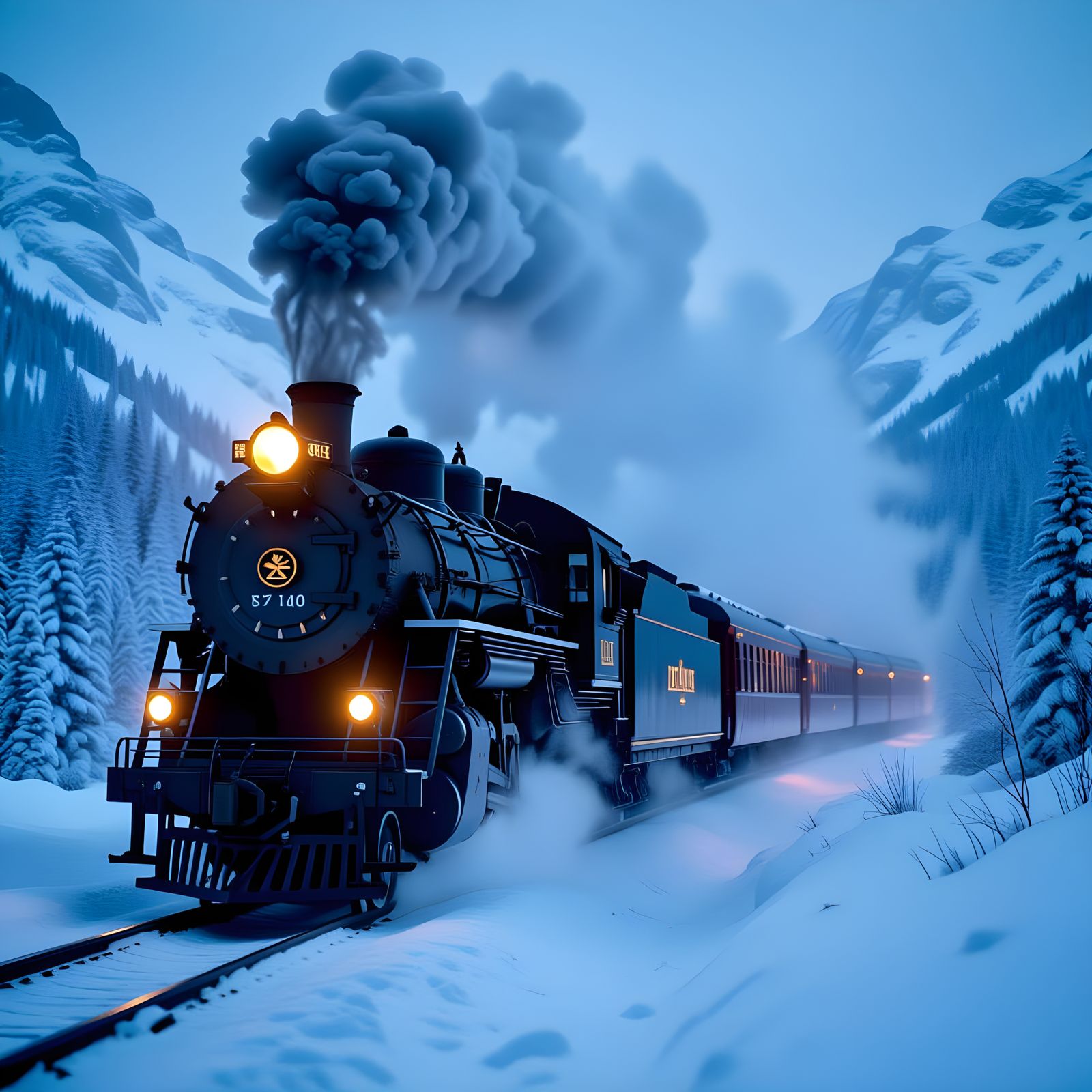 Train Through Blizzard: Dark Fantasy Concept Art