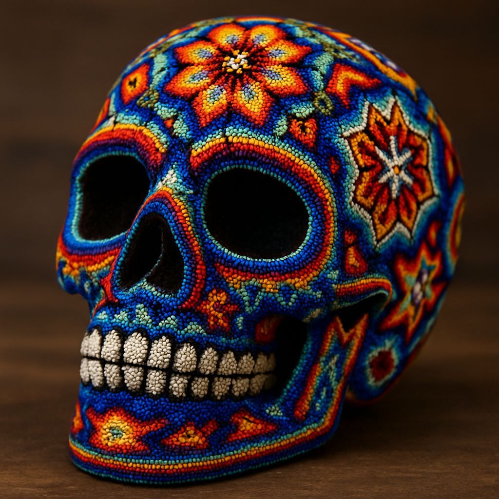 Intricate Beadwork Skull Art