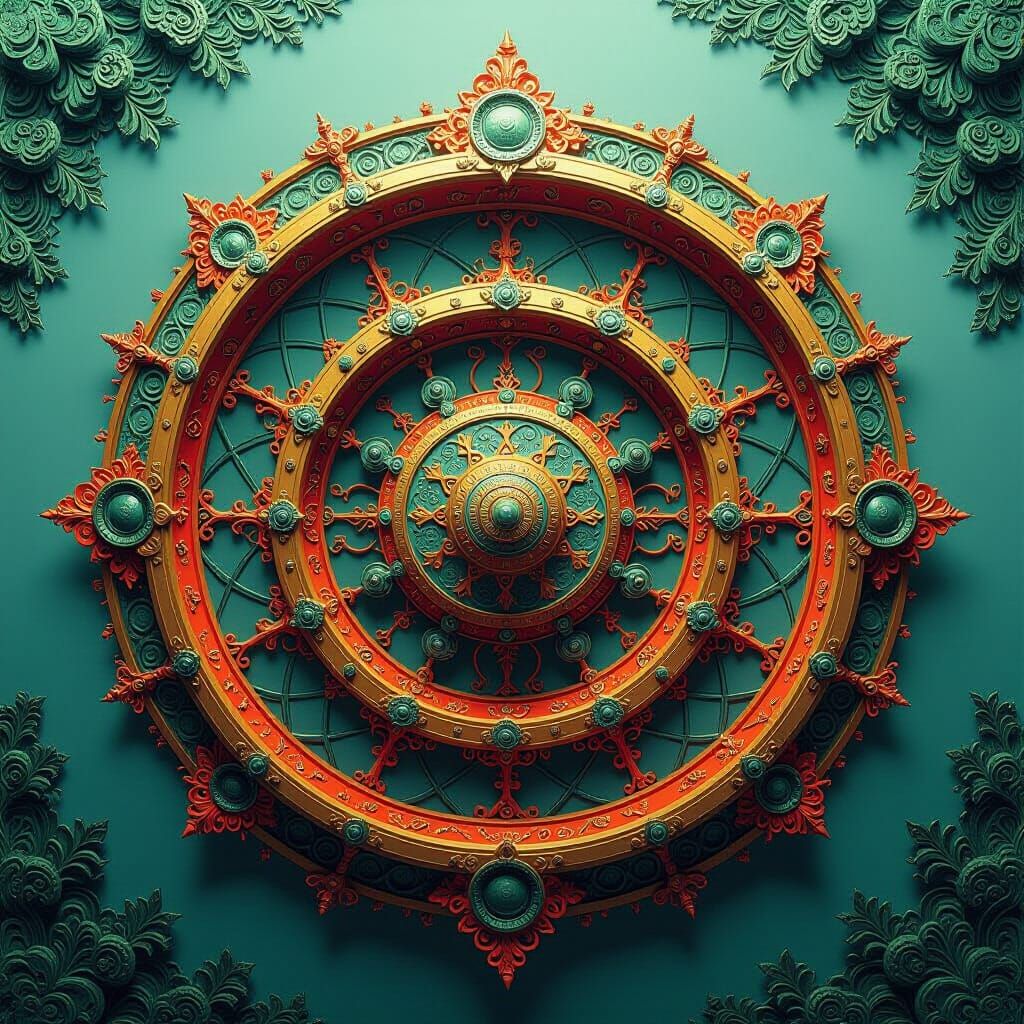 Mystical Wheel of Life: Dreamlike Matte Painting