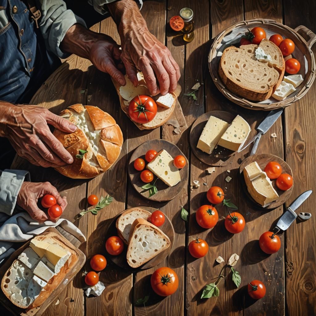 Hyperrealistic Oil Painting of Farmer's Still Life