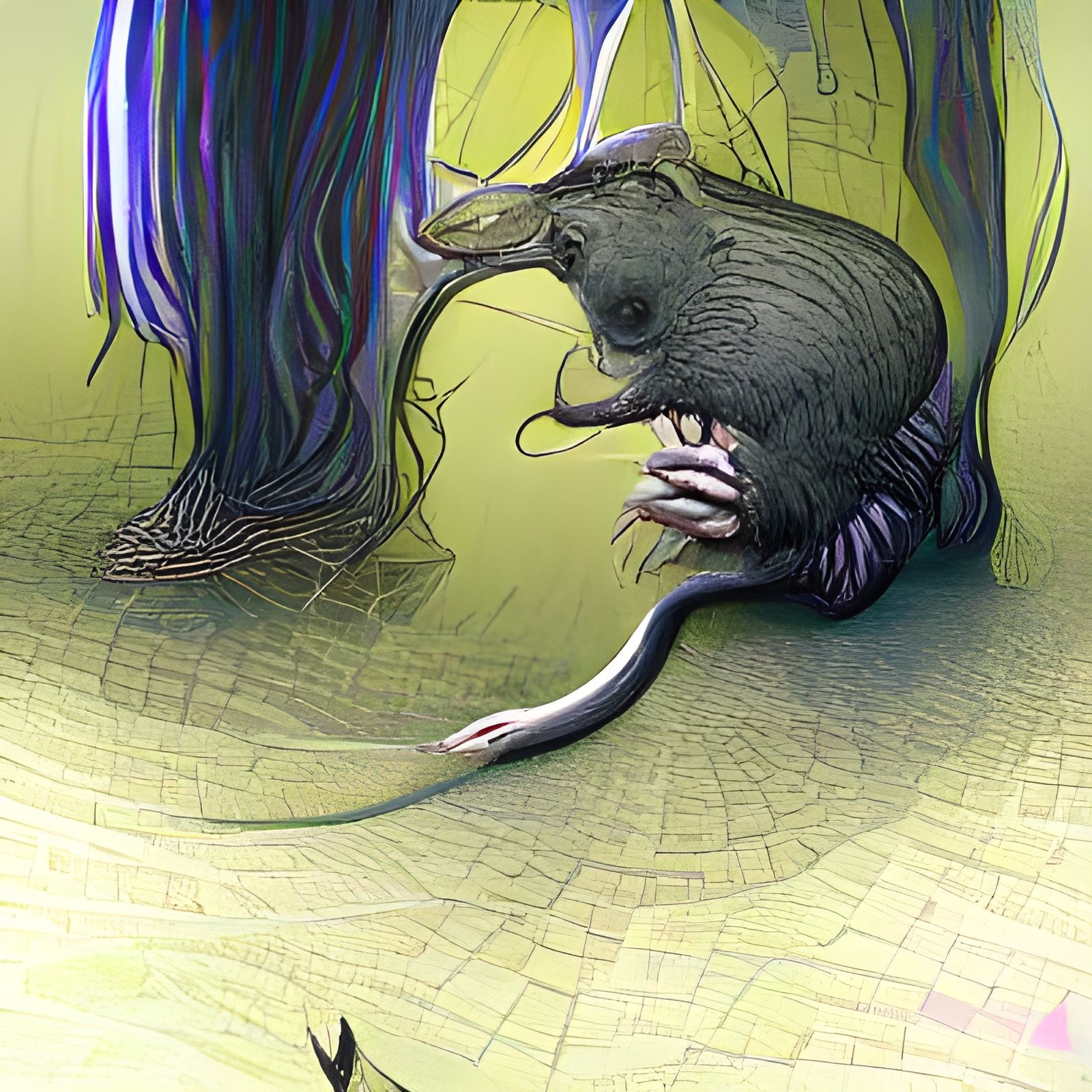 Sinister Giant Rat Illustration in Horror Style