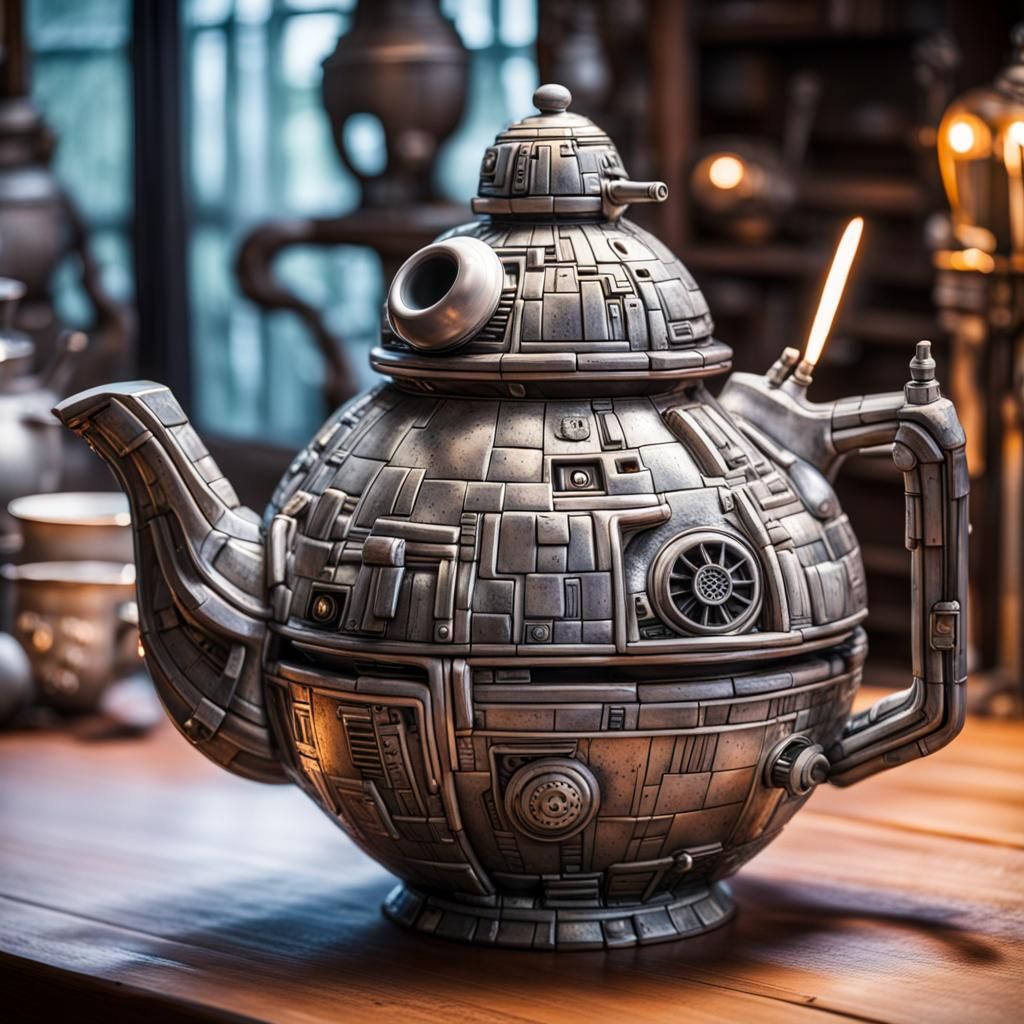 Intricate Death Star Teapot: Cosmic Star Wars Kitsch