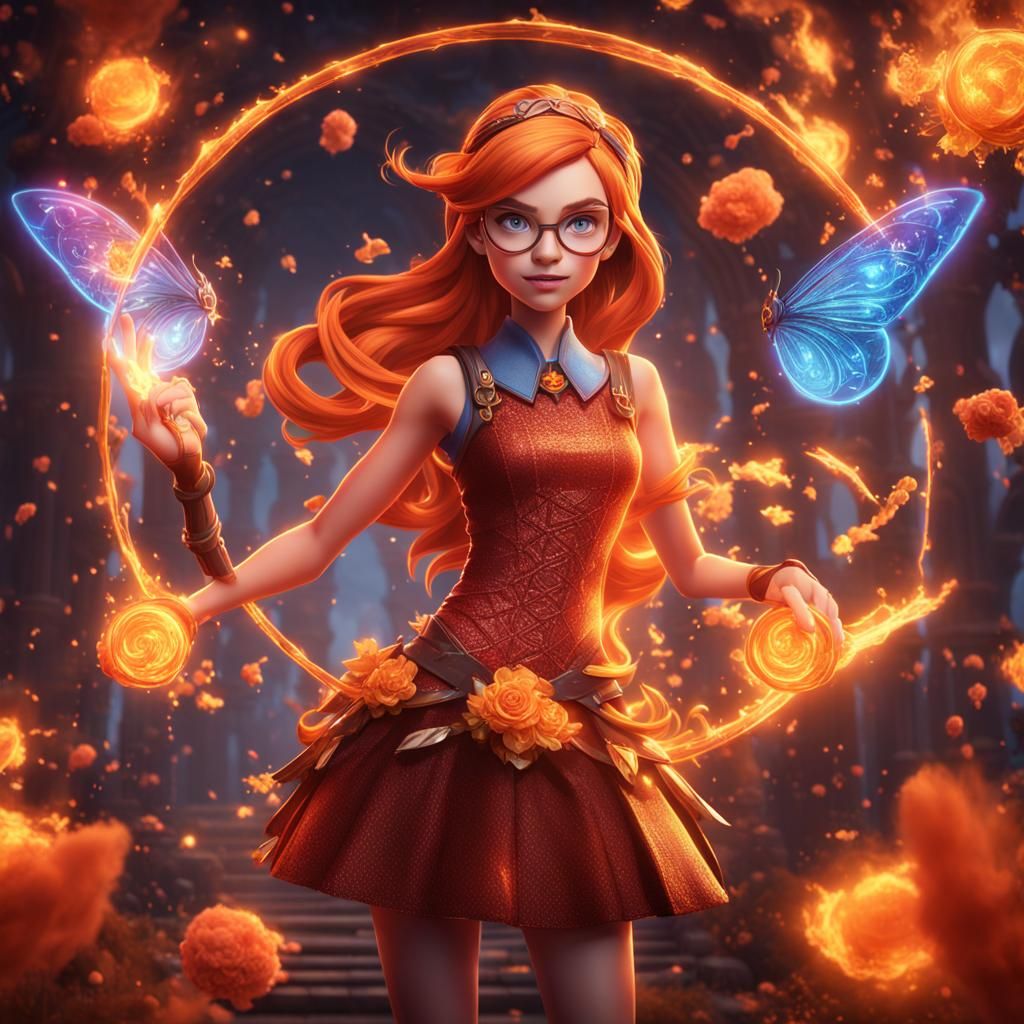 Bloom Winx Club with Fire Powers, Fantasy Art