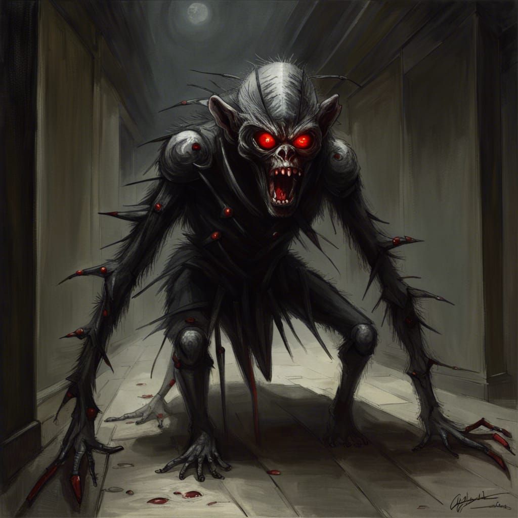 Terrifying Alien Spider Monkey Hybrid in Horror Style