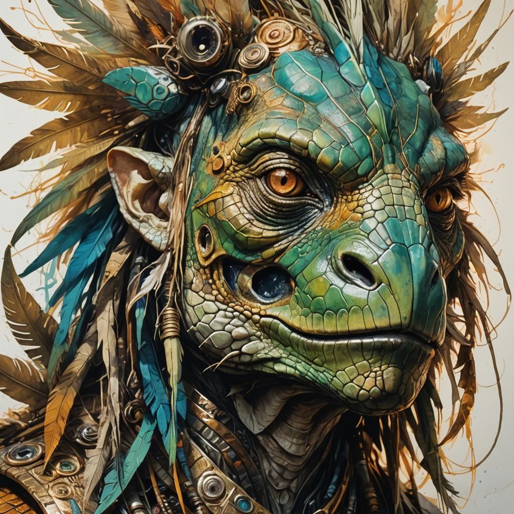 Feathered Alien Shaman in Golden Hour Lighting