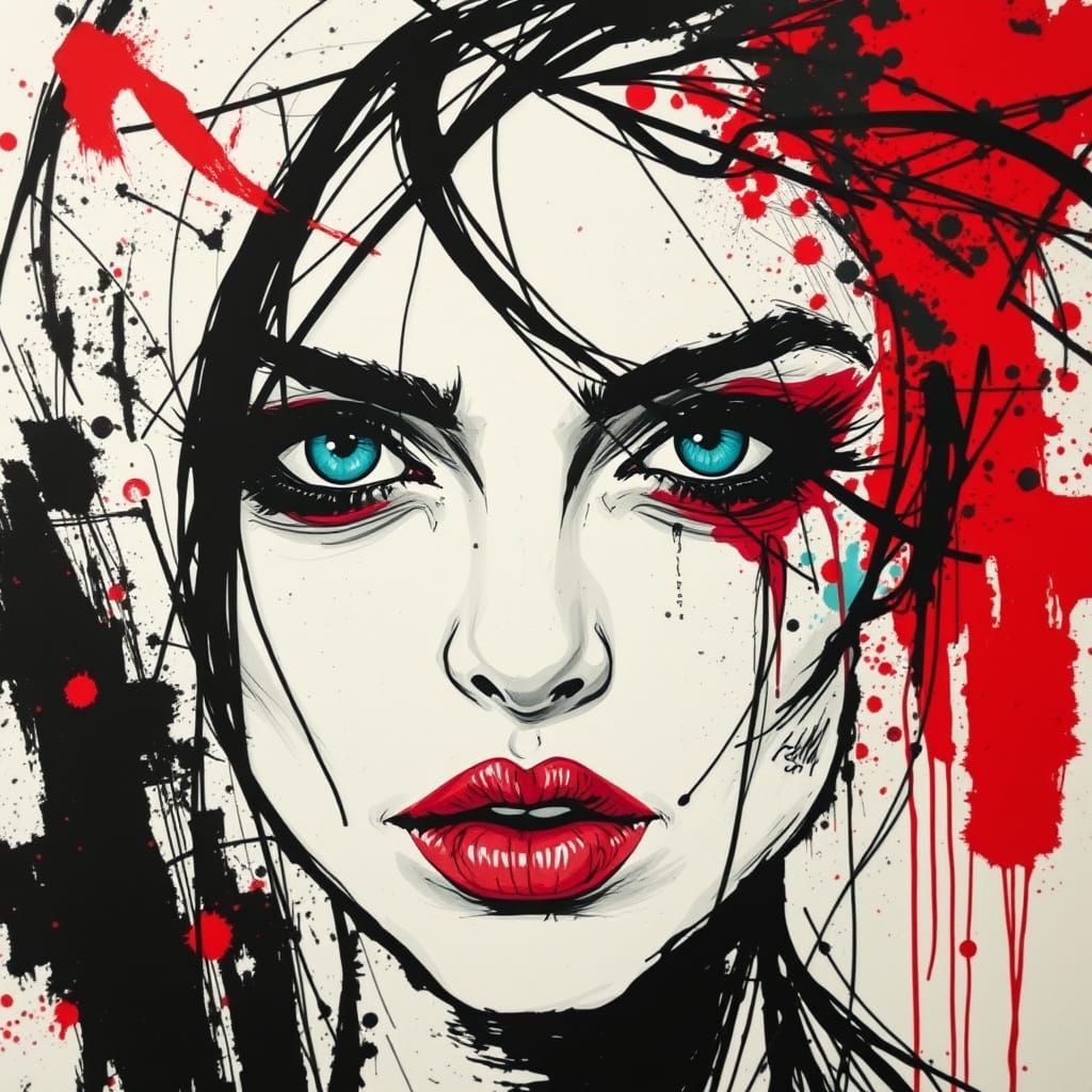 Abstract Portrait of a Woman in Urban Chaos