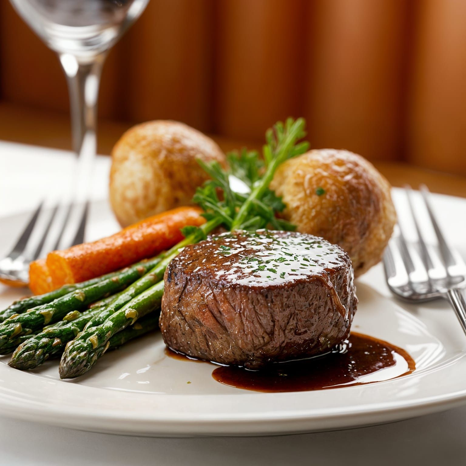 Restaurant Sirloin Steak with Vegetables Photograph