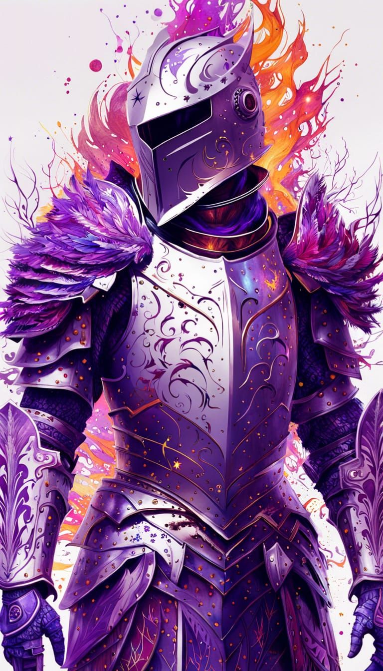 Galactic Knight in White Armor Digital Painting