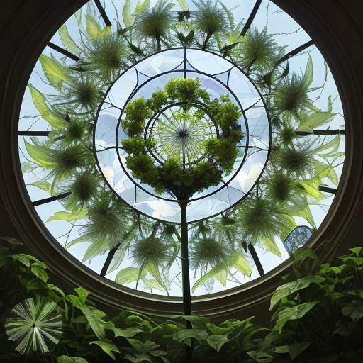 Dandelion Architectural Object with Glass Leaves