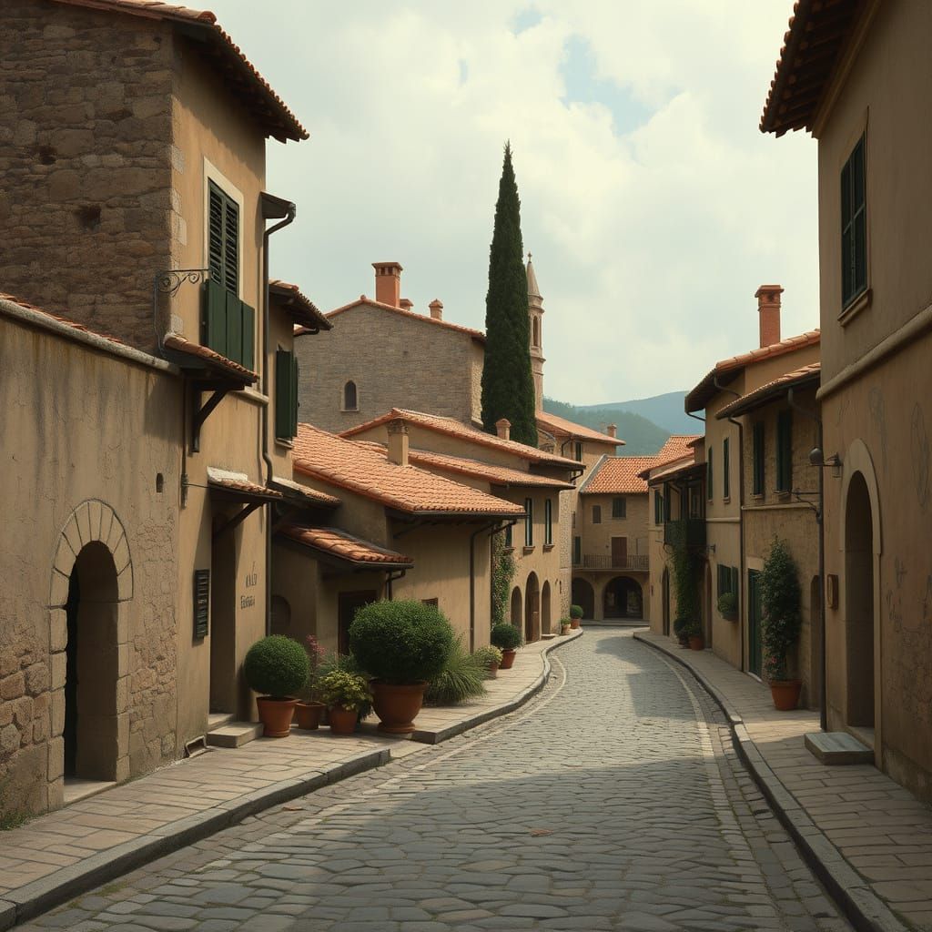 Roman Village in Earthy Tones