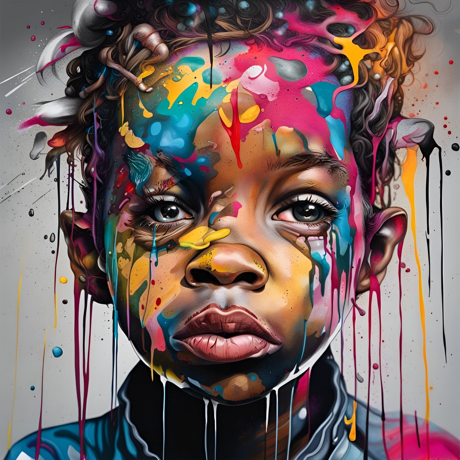 Disgusting Graffiti Portrait in Oil Gouache