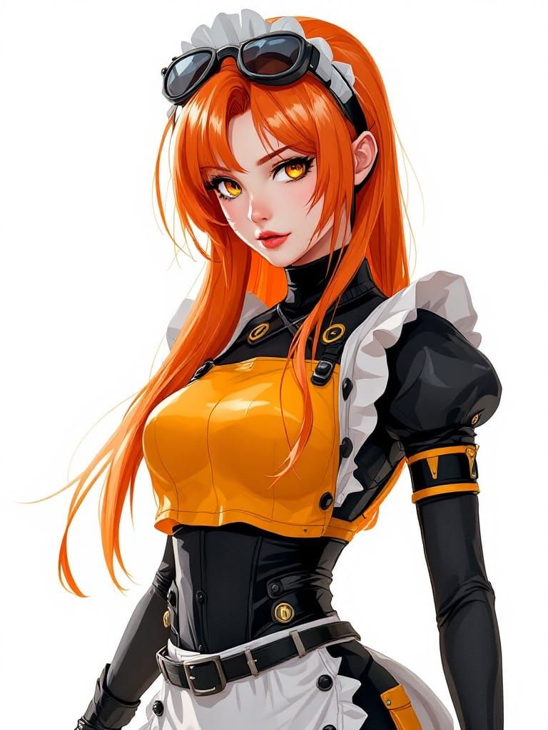 Bee-Woman in Maid Outfit: Cel-Shaded Manga Style