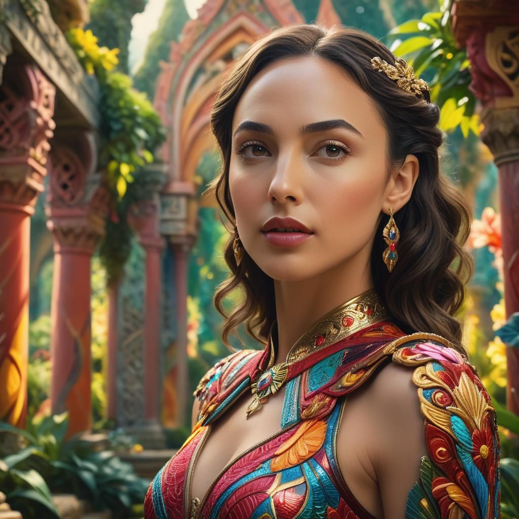 Gal Gadot Portrait in Gaudi-Inspired Surrealism