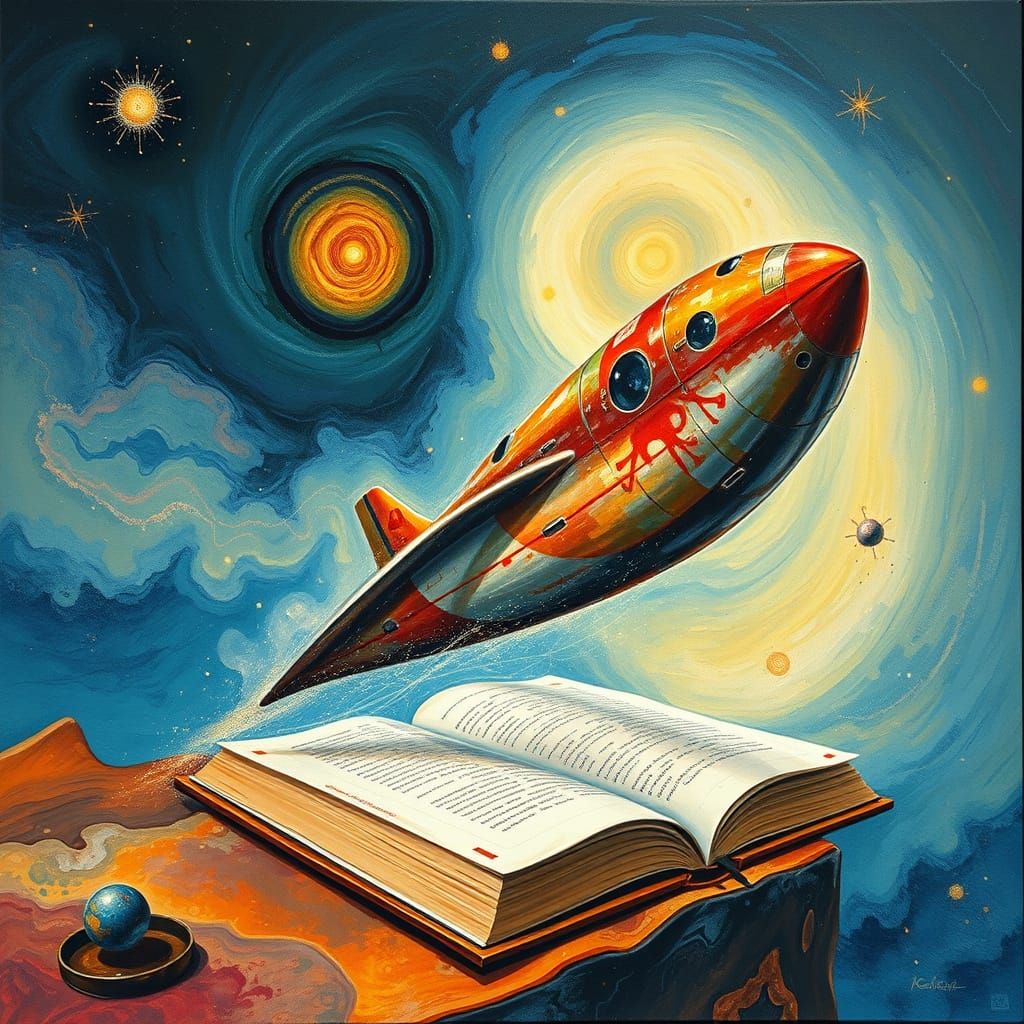 Surreal Flying Saucer and Alien, Salvador Dali Style