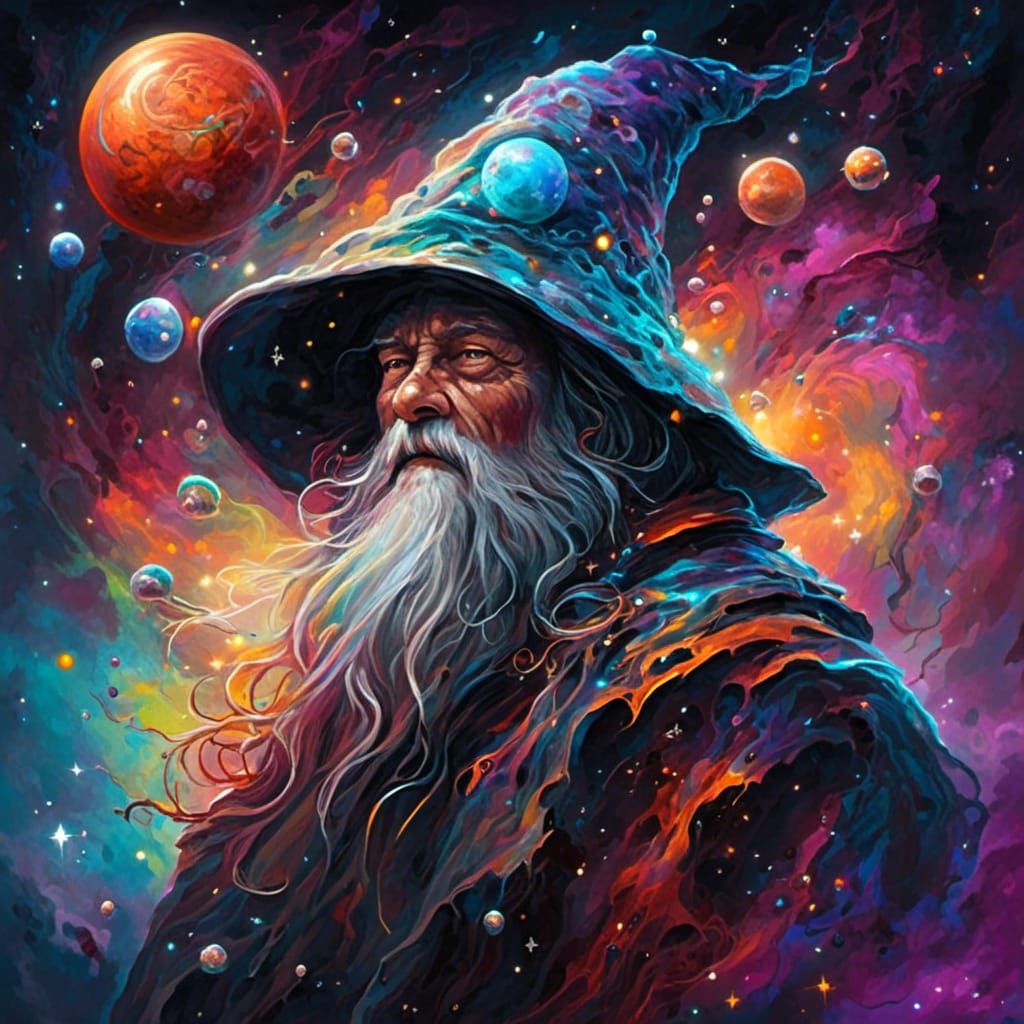 Wizard in Deep Space Graffiti Art