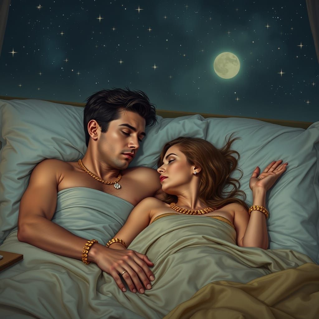 Luxurious Summer Nights: Hyperrealistic Portrait of a Couple...