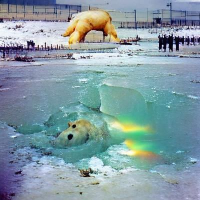 Polar Bear Under Ice Observing