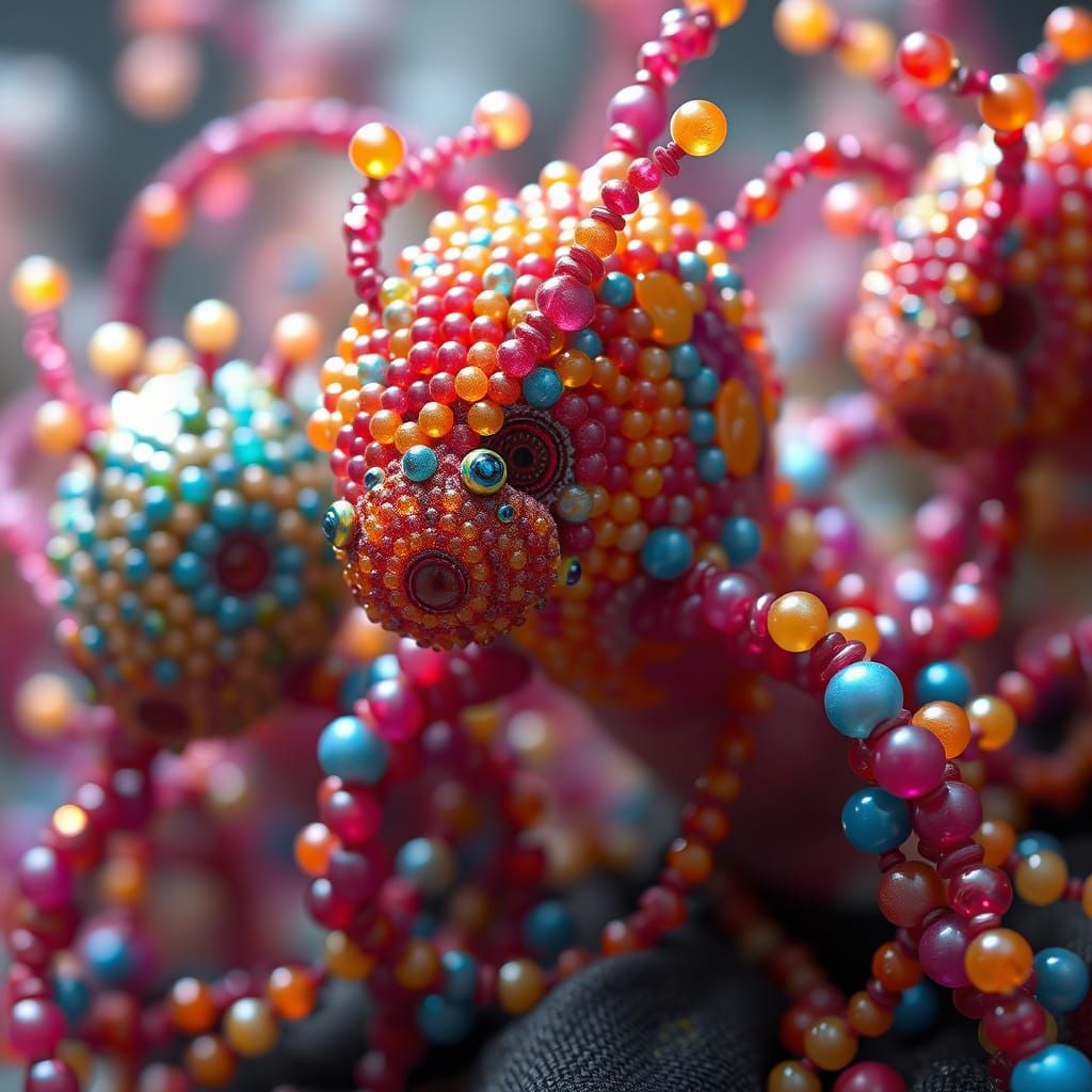 Arrange beads into striking creatures 3D.
