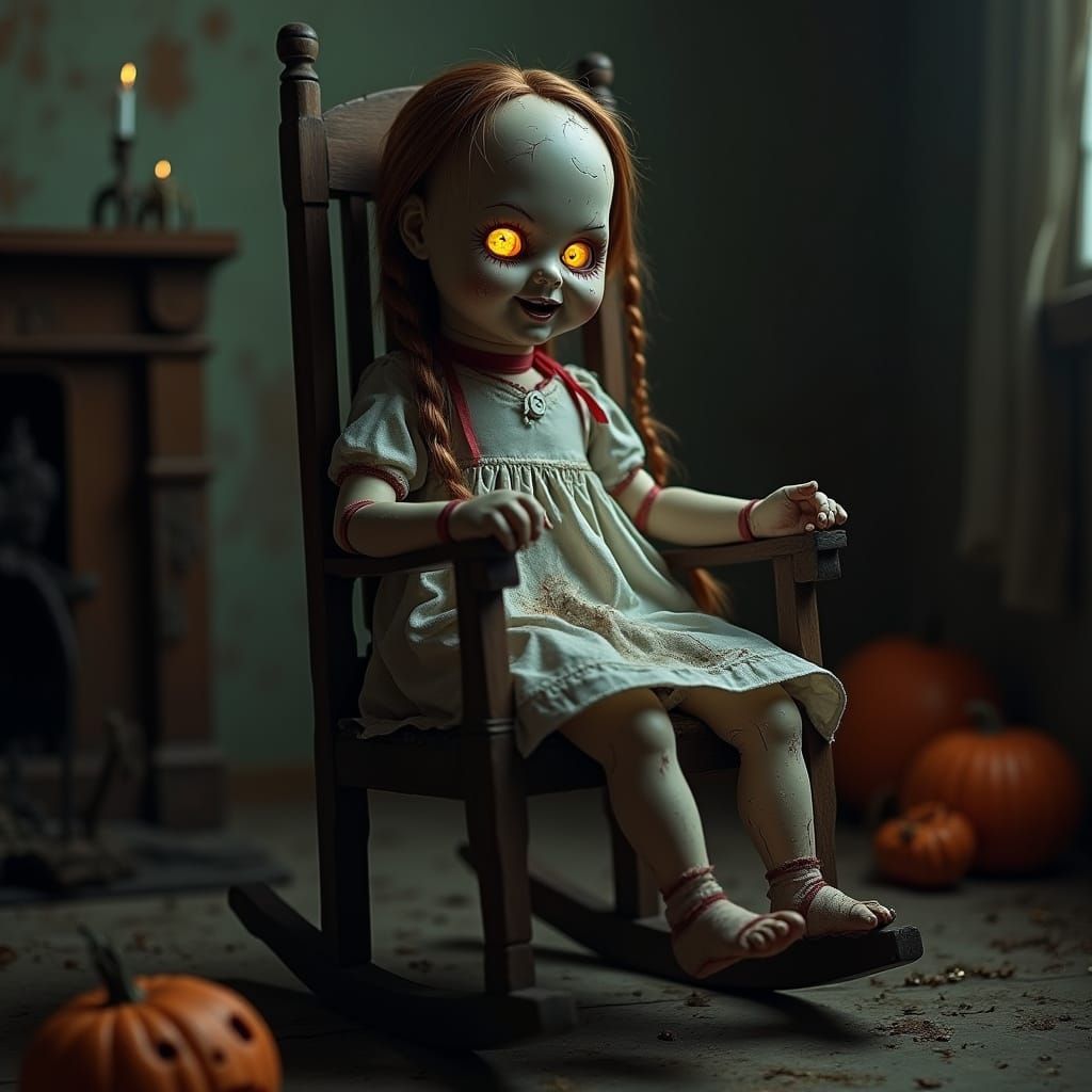 Terrifying Doll in Decaying Room, Cinematic 8K