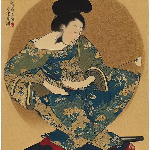 Samurai Drinking Sencha in Ukiyo-e Dutch Masters Style