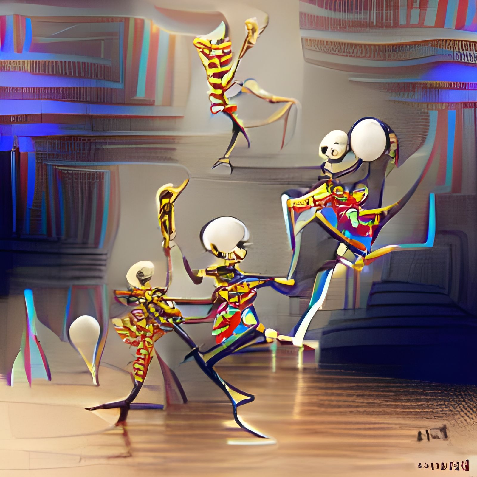 Animated Dancing Skeletons in Vintage Cartoon Style