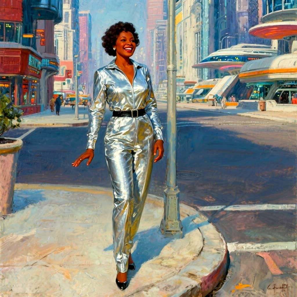 Sci-Fi Woman in Futuristic Cityscape