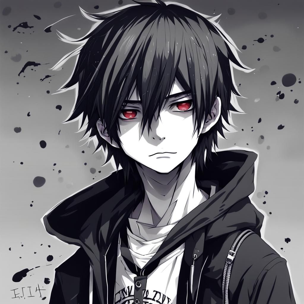 Emo Character in Anime Key Visual Style