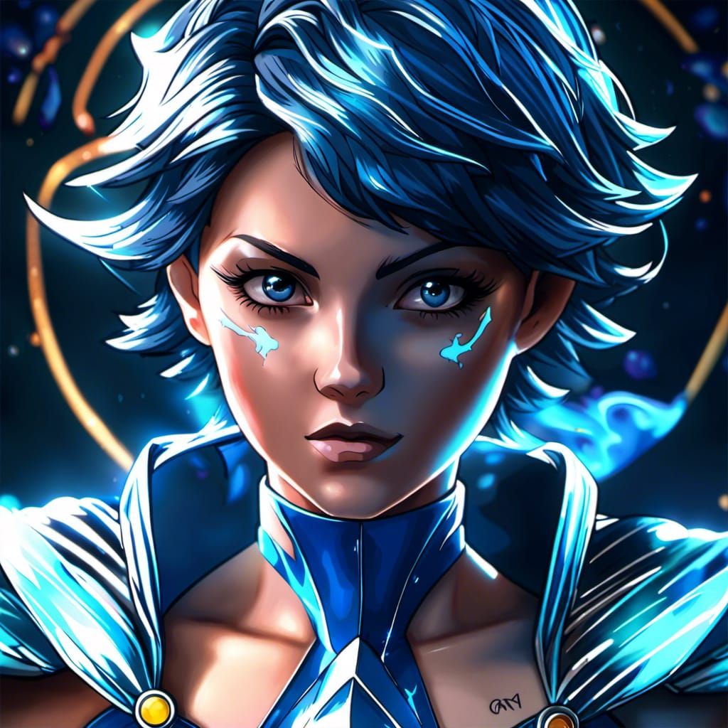 Sailor Mercury Super Saiyan Portrait in Artgerm Style