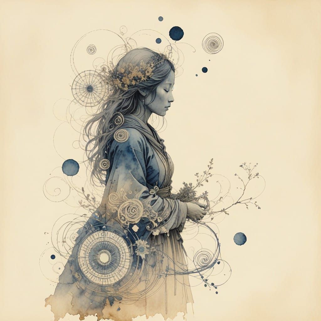 Ethereal Lament in Ink and Watercolor