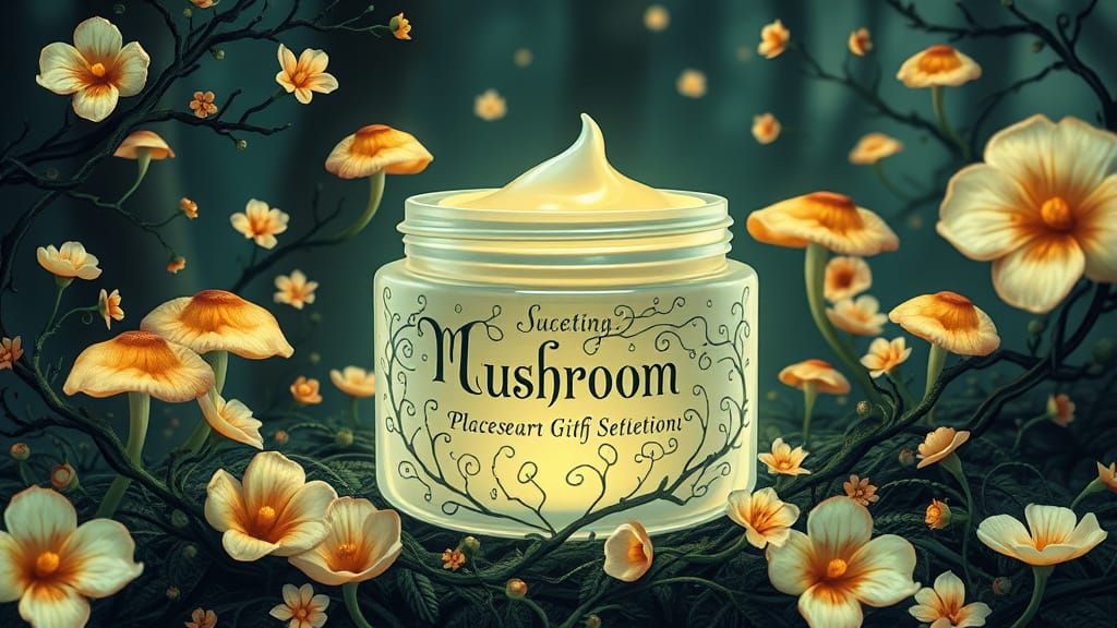 Mystical Mushroom Realm Conveyed through Luminous Skincare
