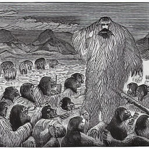 Surreal Walrus Apeman AI Interpretation