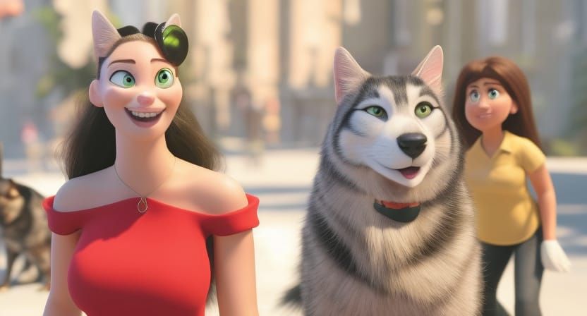 Distracted Dog Boyfriend Meme in 3D Style