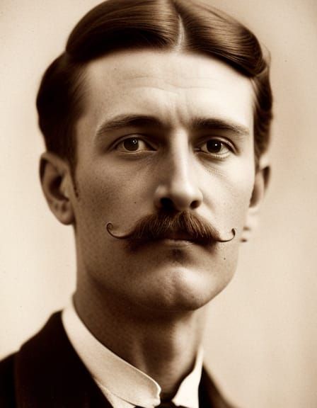 Victorian Handlebar Moustache Man