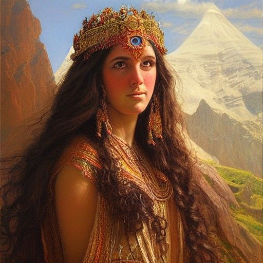 Beautiful Goddess in Oil Painting Style