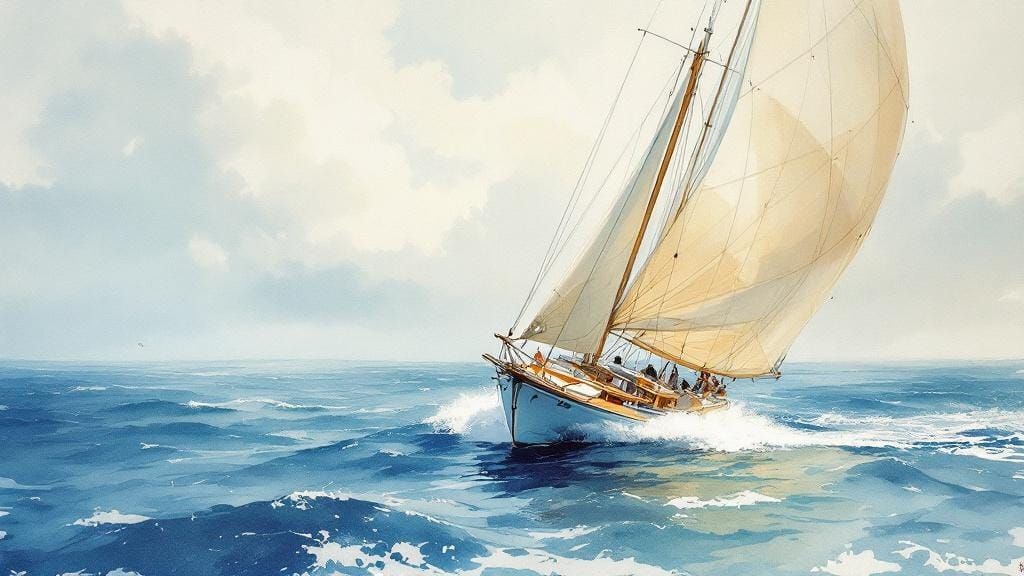 Miami Cigar Boat Race in Atmospheric Watercolor Style