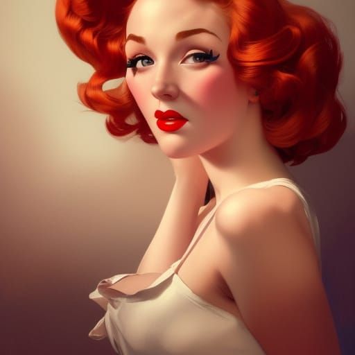 Retro Redhead Selfie: 1950s Pin-Up Portrait