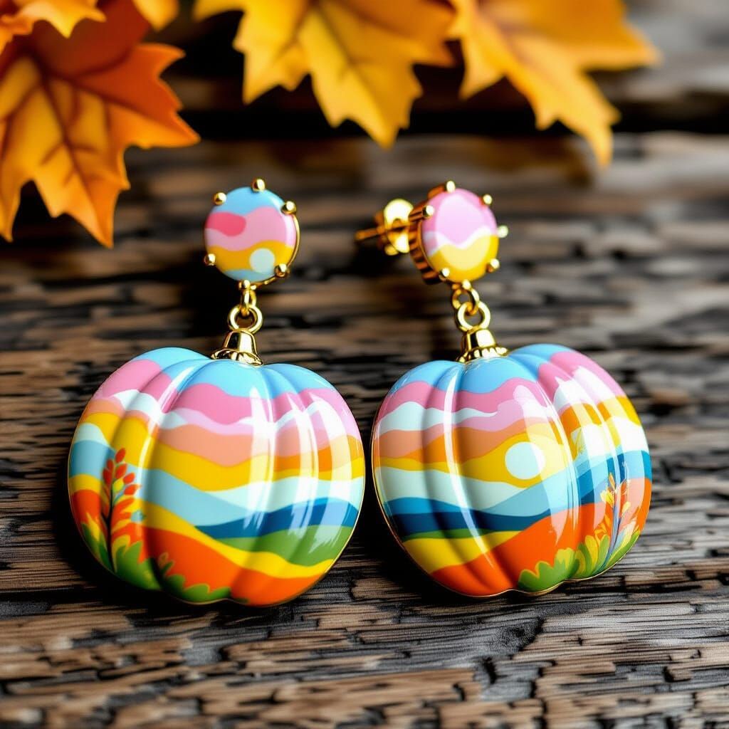 Metamodern Pumpkin Earrings with Luminous Layers